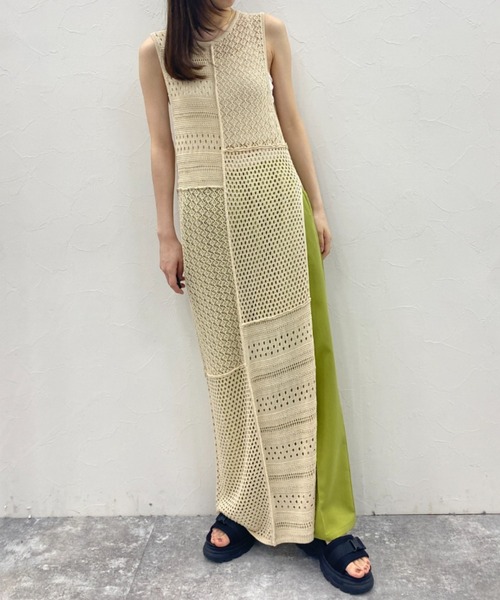 FOREVER 21（フォーエバー トゥエンティーワン）の「切り替えニットロングワンピース（ワンピース・レディース・ブラウン/オフホワイト/グリーン・FREE）」の9枚目の写真