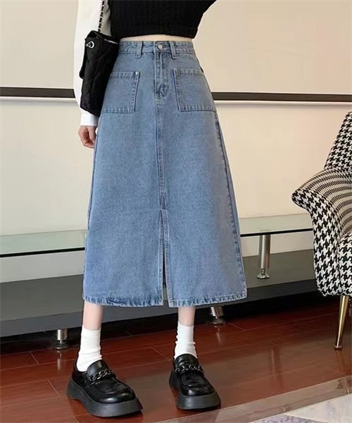 FREE STYLISTS（フリー スタイリスト）の「フロントスリットデニムスカート（デニムスカート・レディース・ブルー/ネイビー・S/M/L/XL）」の21枚目の写真