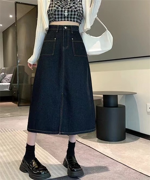 FREE STYLISTS（フリー スタイリスト）の「フロントスリットデニムスカート（デニムスカート・レディース・ブルー/ネイビー・S/M/L/XL）」の10枚目の写真