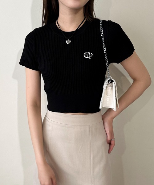 EPIMI E'PIMMY（エピミエピミー）の「オリジナルロゴコンパクトリブニット（ニット/セーター・レディース・オフホワイト/ベージュ/ブラック/ブルー・MEDIUM）」の2枚目の写真