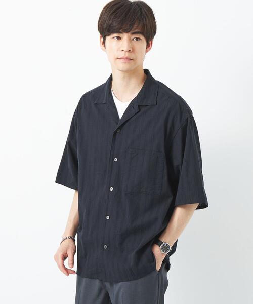 green label relaxing（グリーンレーベルリラクシング）の「ドビー オープンカラー シャツ（シャツ/ブラウス・メンズ・ネイビー/ワインレッド・S/M/L/XL）」の6枚目の写真