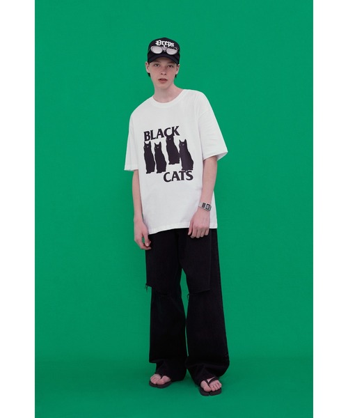 VIVASTUDIO(ビバスタジオ)の「ベーシックキャットTシャツ / BLACK CAT TEE(Tシャツ/カットソー・メンズ・ブラック/ホワイト・SMALL/MEDIUM/LARGE/X-LARGE)」の4枚目の写真