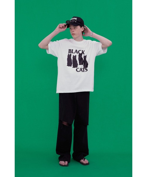 VIVASTUDIO(ビバスタジオ)の「ベーシックキャットTシャツ / BLACK CAT TEE(Tシャツ/カットソー・メンズ・ブラック/ホワイト・SMALL/MEDIUM/LARGE/X-LARGE)」の5枚目の写真