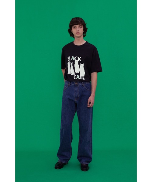 Tシャツ・カットソー [VIVASTUDIO] BLACK CAT TEE [WHITE] VIVASTUDIO] BLACK CAT TEE [WHITE] 正規品 韓国ブランド 韓国