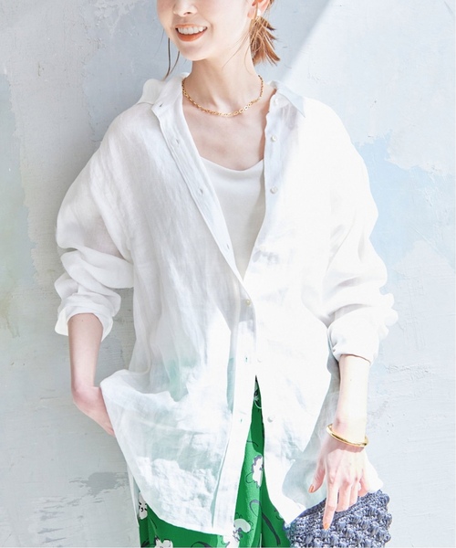 IENA イエナ　　European Linen レギュラーシャツ　白 SLOBE IENA 【2023】スローブイエナ *European Linen レギュラー