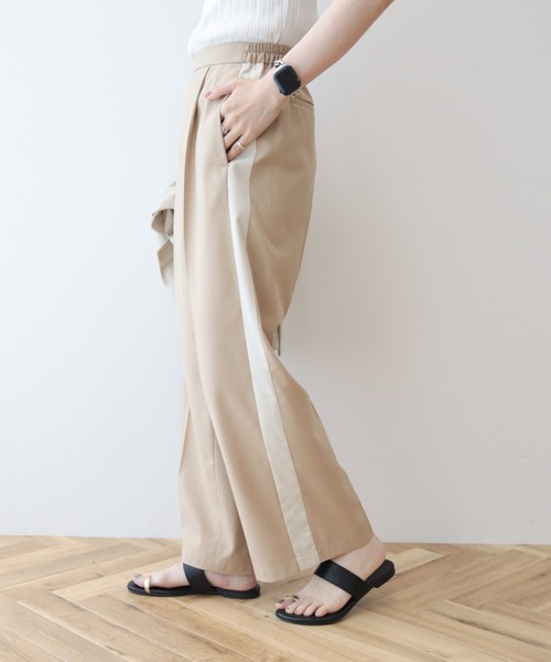 AMERICAN HOLIC（アメリカンホリック）の「サイドラインワイドパンツ（その他パンツ・レディース・ベージュ/杢グレー・S/M/L）」の4枚目の写真