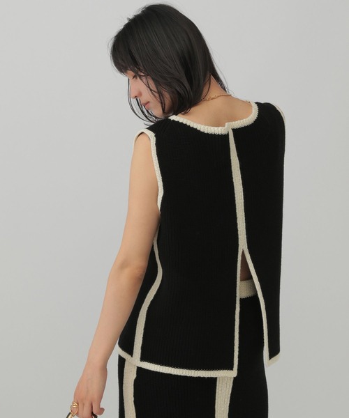 Chaos(カオス)の「Chaos(カオス)/コココットンノースリーブニット(ニット/セーター・レディース・ブラック/オフホワイト・FREE)」の1枚目の写真