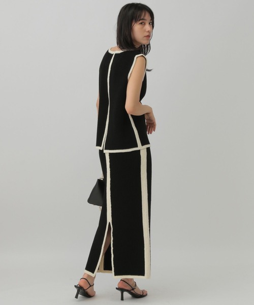 Chaos(カオス)の「Chaos(カオス)/コココットンノースリーブニット(ニット/セーター・レディース・ブラック/オフホワイト・FREE)」の8枚目の写真