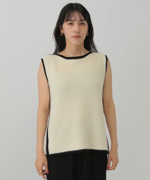 Chaos(カオス)の「Chaos(カオス)/コココットンノースリーブニット(ニット/セーター・レディース・ブラック/オフホワイト・FREE)」の13枚目の写真