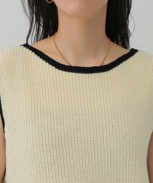 Chaos(カオス)の「Chaos(カオス)/コココットンノースリーブニット(ニット/セーター・レディース・ブラック/オフホワイト・FREE)」の16枚目の写真