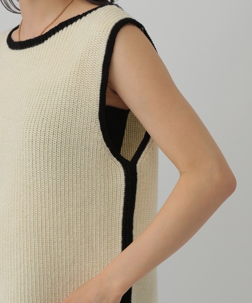 Chaos(カオス)の「Chaos(カオス)/コココットンノースリーブニット(ニット/セーター・レディース・ブラック/オフホワイト・FREE)」の17枚目の写真