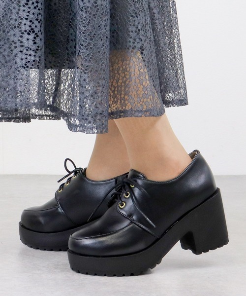 セール】Liberty doll / 8cm厚底チャンキーヒール Uチップレース