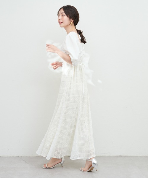 専用になりました 極美品 リネンとチュールレースのワンピース natural couture（ナチュラルクチュール）の「madoka切替えMIXレース