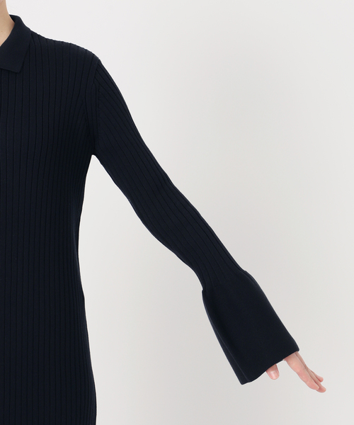 スローブイエナ／2023AW フレアスリーブポロエリニットワンピース スローブイエナ／2023AW フレアスリーブポロエリニット