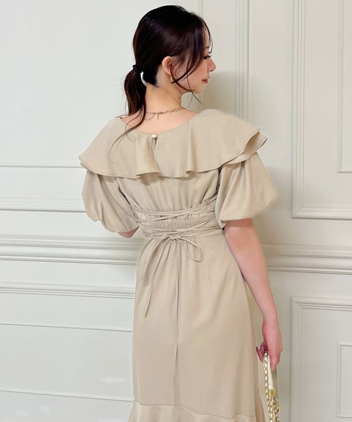 ROYAL PARTY(ロイヤルパーティー)の「ラッフルカラーバルーンスリーブマーメイドワンピース(ワンピース・レディース・ベージュ/カーキ/ブラック・FREE)」の13枚目の写真