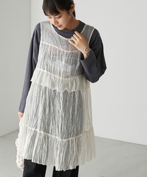 forksy. | 【forksy.】ワッシャーオーガンジーシアーノースリーブチュニックワンピース(ワンピース)