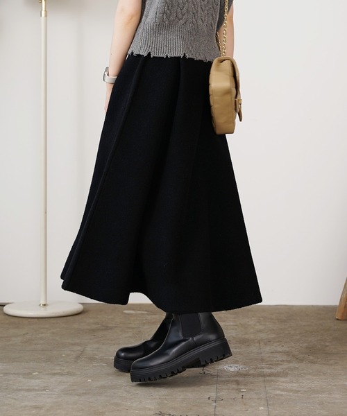 ADAWAS(アダワズ)の「ADAWAS/アダワス DOUBLE-FACED KNIT FLARED SKIRT ニットスカート(スカート・レディース・オートミール/オフホワイト/ブラック・FREE)」の17枚目の写真