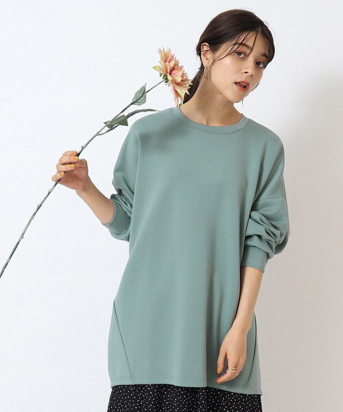 SHOO・LA・RUE(シューラルー)の「◆【体型カバー】なめらかタッチ ダンボール ドルマン切り替えトップス(Tシャツ/カットソー・レディース・ブラック/ベージュ/チャコールグレー/ピンク系/グリーン系・00)」の5枚目の写真