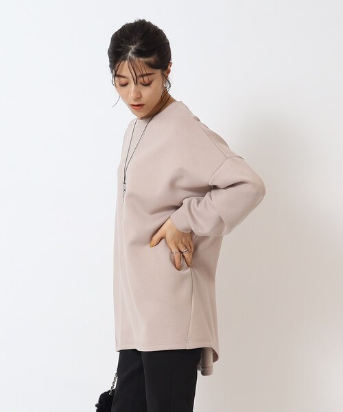 SHOO・LA・RUE(シューラルー)の「◆【体型カバー】なめらかタッチ ダンボール ドルマン切り替えトップス(Tシャツ/カットソー・レディース・ブラック/ベージュ/チャコールグレー/ピンク系/グリーン系・00)」の10枚目の写真