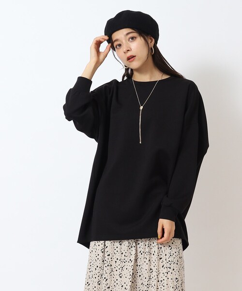 SHOO・LA・RUE(シューラルー)の「◆【体型カバー】なめらかタッチ ダンボール ドルマン切り替えトップス(Tシャツ/カットソー・レディース・ブラック/ベージュ/チャコールグレー/ピンク系/グリーン系・00)」の22枚目の写真