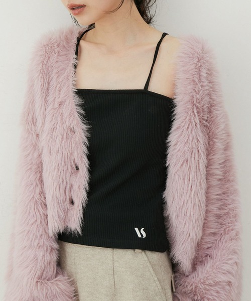 VIS（ビス）の「【ViVi12月号掲載】【選べる着丈】カップ付きロゴ刺繍キャミソール【洗える】（キャミソール・レディース・ブラック/オフホワイト/ホワイト系その他・FREE/FS）」の3枚目の写真