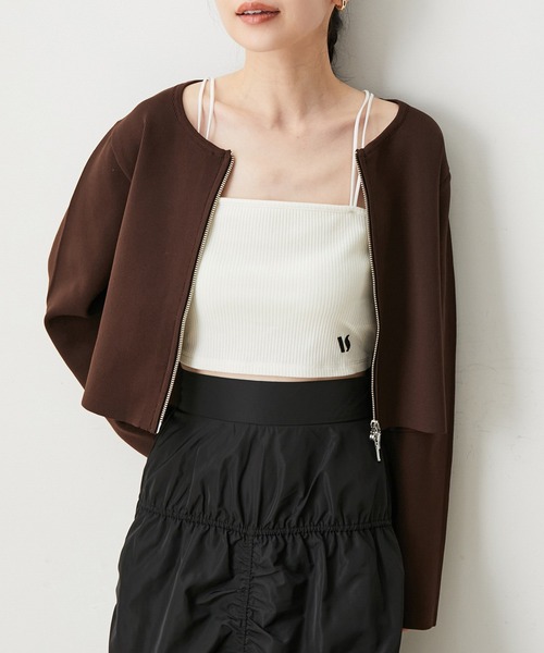 VIS（ビス）の「【ViVi12月号掲載】【選べる着丈】カップ付きロゴ刺繍キャミソール【洗える】（キャミソール・レディース・ブラック/オフホワイト/ホワイト系その他・FREE/FS）」の6枚目の写真