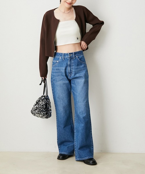 VIS（ビス）の「【ViVi12月号掲載】【選べる着丈】カップ付きロゴ刺繍キャミソール【洗える】（キャミソール・レディース・ブラック/オフホワイト/ホワイト系その他・FREE/FS）」の8枚目の写真