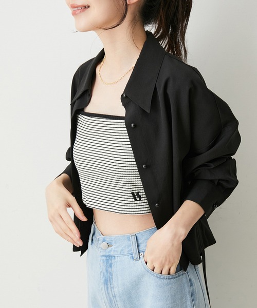 VIS（ビス）の「【ViVi12月号掲載】【選べる着丈】カップ付きロゴ刺繍キャミソール【洗える】（キャミソール・レディース・ブラック/オフホワイト/ホワイト系その他・FREE/FS）」の10枚目の写真