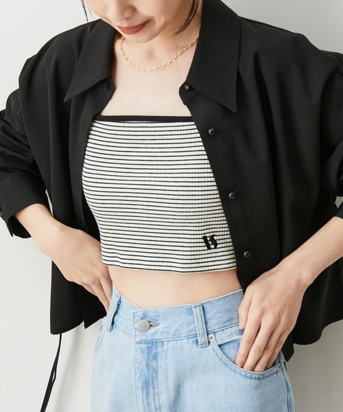 刺繍キャミソール ホワイト セール】【ViVi12月号掲載】【選べる着丈】カップ付きロゴ刺繍