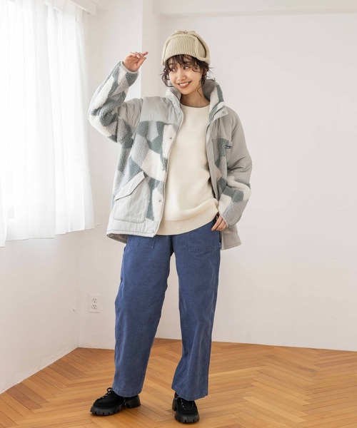 niko and...（ニコアンド）の「オリジナルパイロット風ニット帽（ニットキャップ/ビーニー・レディース・チャコール/ベージュ・FREE）」の19枚目の写真