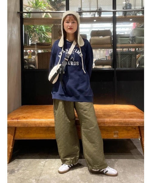 niko and...（ニコアンド）の「オリジナルパイロット風ニット帽（ニットキャップ/ビーニー・レディース・チャコール/ベージュ・FREE）」の13枚目の写真