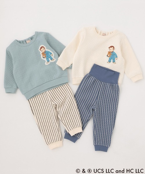 petit main（プティマイン）の「【おさるのジョージ】ルームセットアップ（アンサンブル・キッズ・アイボリー/エメラルド・100cm/130cm/80ｃｍ/120cm/90cm/110cm）」の4枚目の写真