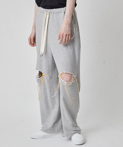 DISCOVERED(ディスカバード)の「LOOPING DAMAGE SWEAT PANTS(スウェットパンツ・メンズ・ホワイト/ブラック/グレー・2/1/3)」の3枚目の写真