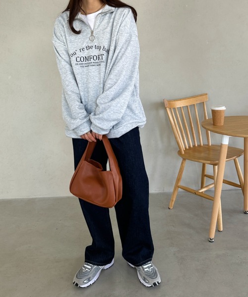 un+frame(アンフレーム)の「college logo half zip sweat/カレッジロゴハーフジップスウェットプルオーバー/ユニセックス(スウェット・レディース・グレー/ネイビー/オートミール・FREE)」の14枚目の写真