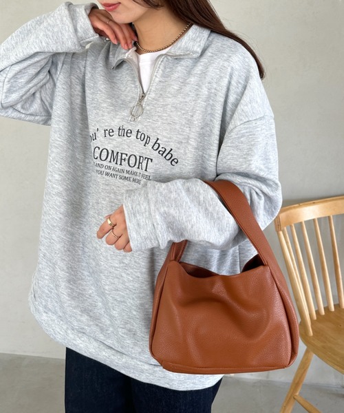 un+frame(アンフレーム)の「college logo half zip sweat/カレッジロゴハーフジップスウェットプルオーバー/ユニセックス(スウェット・レディース・グレー/ネイビー/オートミール・FREE)」の6枚目の写真