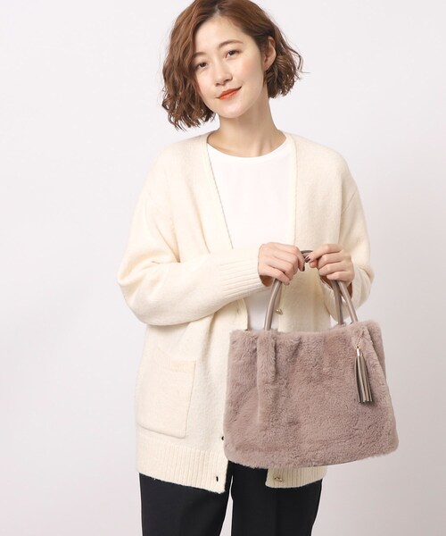 grove(グローブ)の「◆【リサイクル】エコファータックタッセル2WAYトート(トートバッグ・レディース・アイボリー/ダークグレー/ブラウン系その他/ライトベージュ・00)」の3枚目の写真