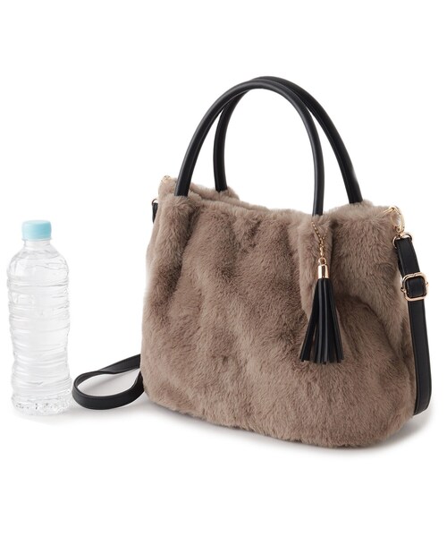 grove(グローブ)の「◆【リサイクル】エコファータックタッセル2WAYトート(トートバッグ・レディース・アイボリー/ダークグレー/ブラウン系その他/ライトベージュ・00)」の5枚目の写真