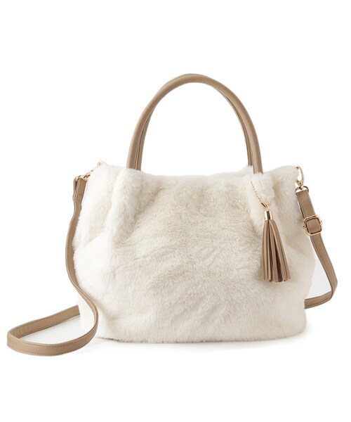 grove(グローブ)の「◆【リサイクル】エコファータックタッセル2WAYトート(トートバッグ・レディース・アイボリー/ダークグレー/ブラウン系その他/ライトベージュ・00)」の6枚目の写真