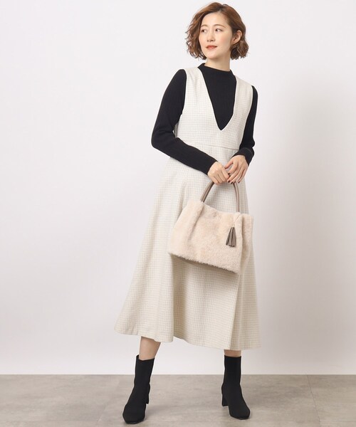 grove(グローブ)の「◆【リサイクル】エコファータックタッセル2WAYトート(トートバッグ・レディース・アイボリー/ダークグレー/ブラウン系その他/ライトベージュ・00)」の14枚目の写真