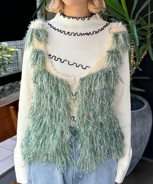 CIAOPANIC（チャオパニック）の「【リバイバル】マルチwayシャギーニットビスチェ／ベスト（ベスト・レディース・ホワイト/ブラック/グリーン/ピンク・FREE）」の22枚目の写真