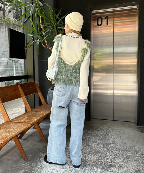 CIAOPANIC（チャオパニック）の「【リバイバル】マルチwayシャギーニットビスチェ／ベスト（ベスト・レディース・ホワイト/ブラック/グリーン/ピンク・FREE）」の21枚目の写真