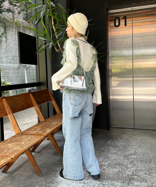 CIAOPANIC（チャオパニック）の「【リバイバル】マルチwayシャギーニットビスチェ／ベスト（ベスト・レディース・ホワイト/ブラック/グリーン/ピンク・FREE）」の20枚目の写真