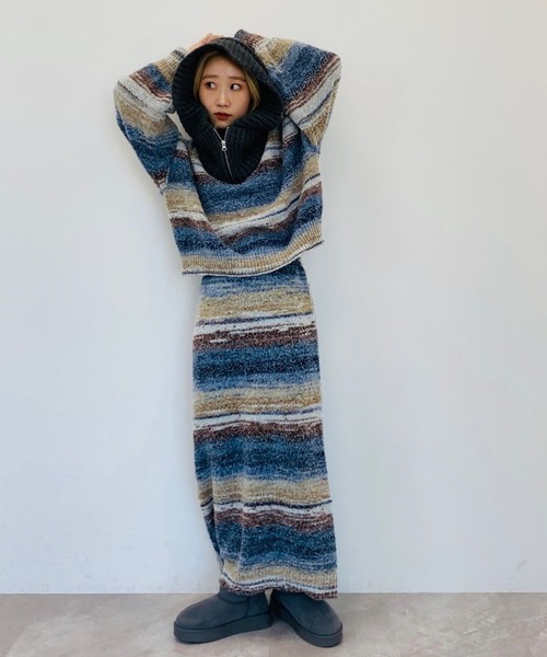 BAYFLOW（ベイフロー）の「【YOU are YOU】【スタッフ企画】ブークレボーダースカート【SETUP対応】（スカート・レディース・ブルー/イエロー・SMALL/MEDIUM）」の15枚目の写真