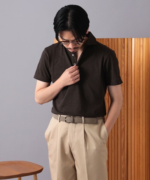 BEAMS F(ビームスエフ)の「MORGANO × BEAMS F / 別注 カノコ ショートスリーブ ポロシャツ(ポロシャツ・メンズ・ラベンダー/ネイビー/ロイヤルブルー/グリーン/ダークブラウン・48/46/44/52/50)」の7枚目の写真