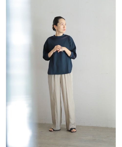 FIL DE FER(フィルデフェール)の「レース天竺コンビ パフスリーブP/O(Tシャツ/カットソー・レディース・ホワイト/ネイビー/ブラック・FREE)」の12枚目の写真