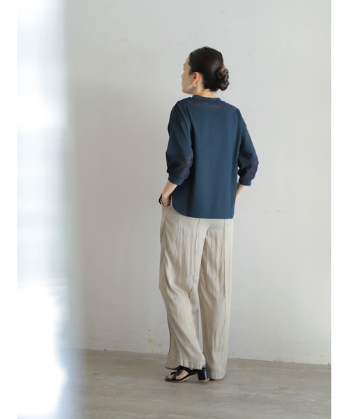 FIL DE FER(フィルデフェール)の「レース天竺コンビ パフスリーブP/O(Tシャツ/カットソー・レディース・ホワイト/ネイビー/ブラック・FREE)」の14枚目の写真
