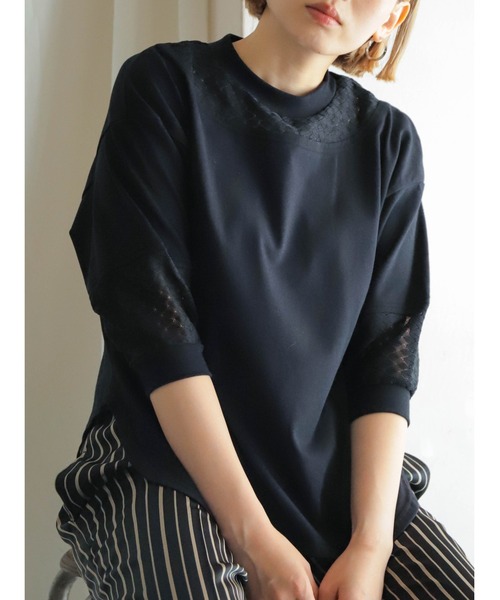FIL DE FER(フィルデフェール)の「レース天竺コンビ パフスリーブP/O(Tシャツ/カットソー・レディース・ホワイト/ネイビー/ブラック・FREE)」の22枚目の写真