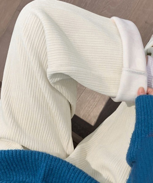 Miniministore(ミニミニストア)の「【新サイズ追加】裏起毛 コーデュロイパンツ レディース冬(スラックス・レディース・ブラック/アイボリー・M/L)」の2枚目の写真