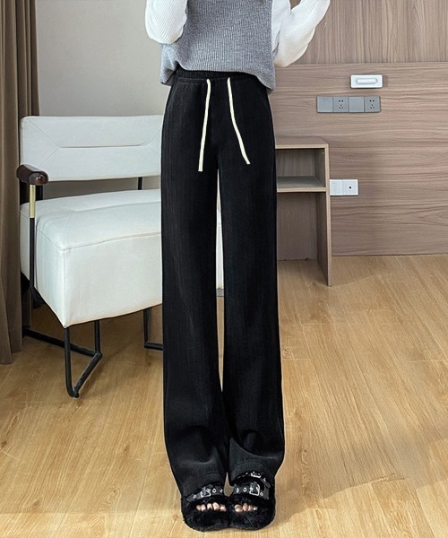 Miniministore(ミニミニストア)の「【新サイズ追加】裏起毛 コーデュロイパンツ レディース冬(スラックス・レディース・ブラック/アイボリー・M/L)」の6枚目の写真