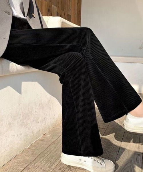 Miniministore(ミニミニストア)の「【新サイズ追加】裏起毛 コーデュロイパンツ レディース冬(スラックス・レディース・ブラック/アイボリー・M/L)」の4枚目の写真